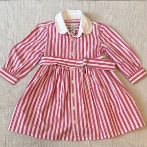 Polo Ralph Lauren Pink & White Striped Shirt Dress - 9M